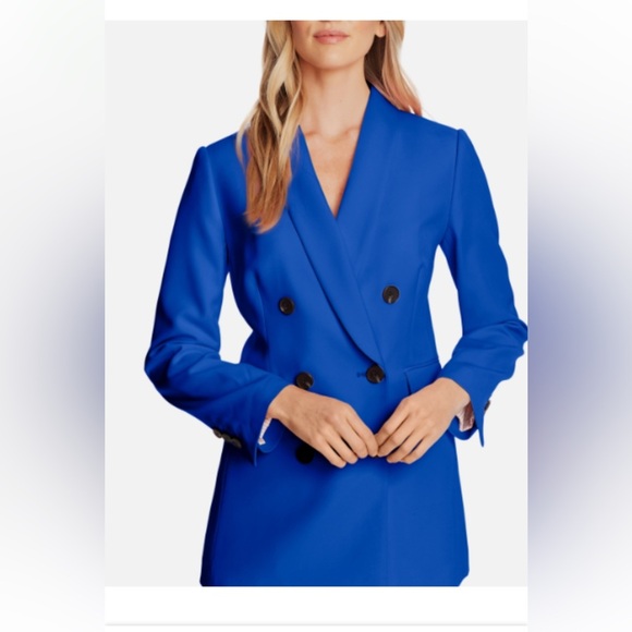 NWT CECE WOMEN’S BLUE LONG SLEEVE DOUBLE BREASTED TWILL BLAZER  JACKET - Picture 1 of 9